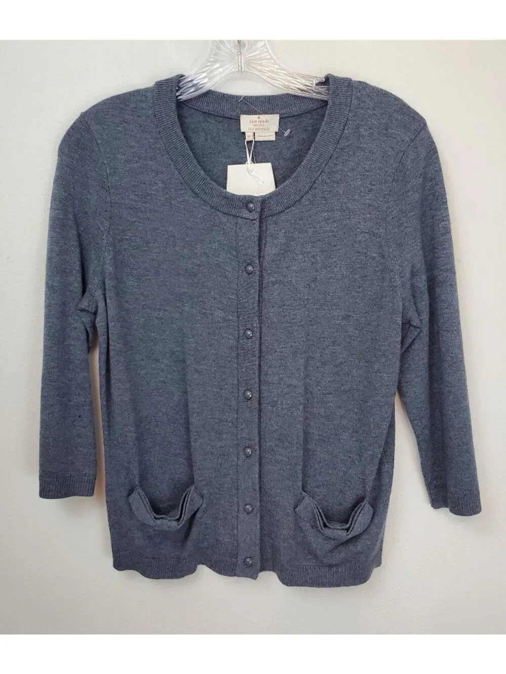 Kate Spade Carine gray wool cashmere blend button front cardigan